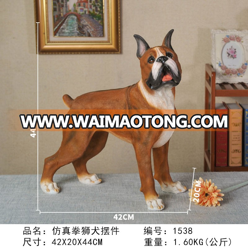 Factory direct sales animal resin clever boxer dog figurine for garden