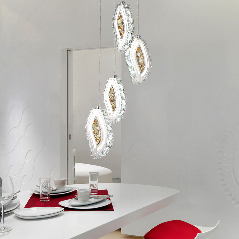 Crystal dining room chandelier modern living room leaf crystal chandelier bedroom lamp creative lighting