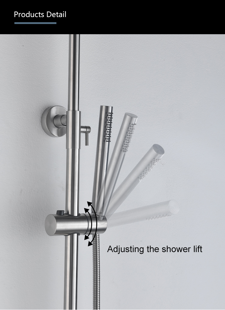 high end three functions wall-mounted stainless steel 304  thermostatic rain and hand  shower set