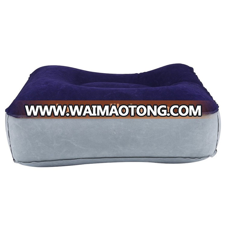 High quality flocking pvc inflatable travel foot rest pillow for train trip