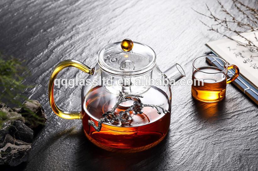 Hot selling high-end glass clear Steaming pot tea maker with infuser