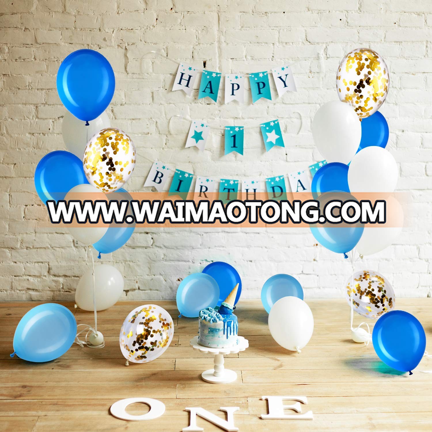 Balloon Garland Kit Balloon Arch Garland for Wedding Birthday Party Decorations (White Blue)