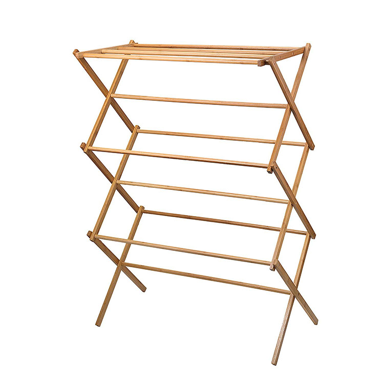 Wooden Heavy Duty Clothes Drying Stand Bamboo Clothes Drying Rack