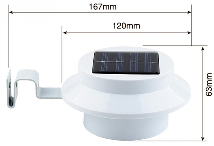 Factory Round Post Cap Main Gate Pillar Fence Solar Powered Sensor Led Gutter Light For Garden