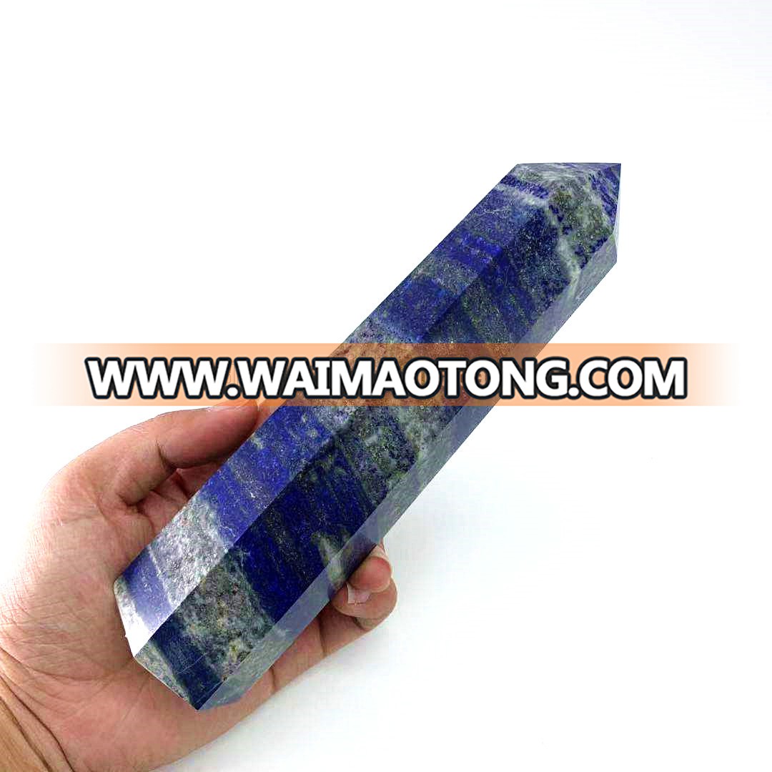 wholesale natural big size  lapis lazuli point healing blue crystal wand lapis lazuli crystal craft quartz point