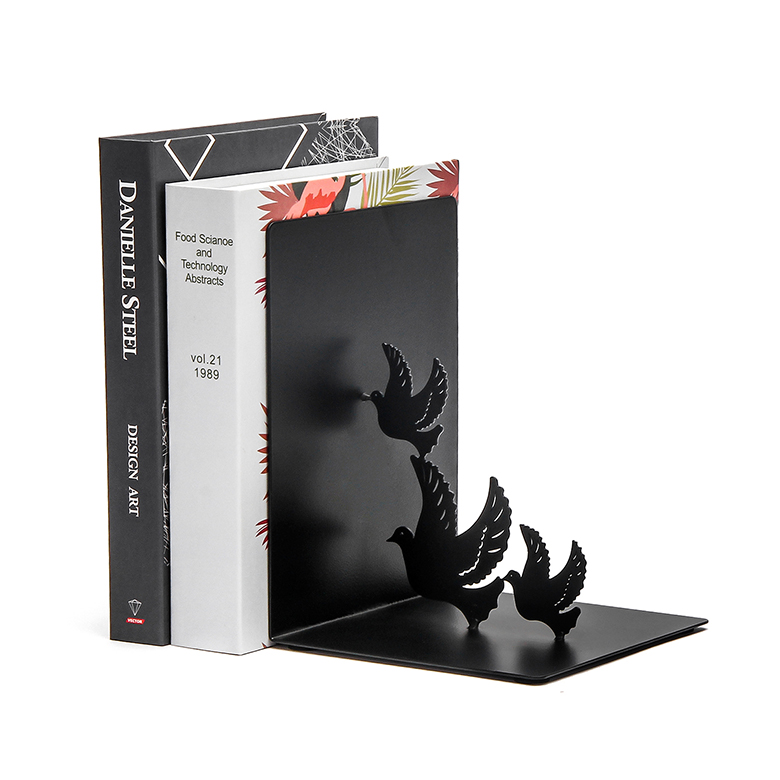 Custom logo cheap home decoration unique stand gifts office metal Iron black animal dove bookend