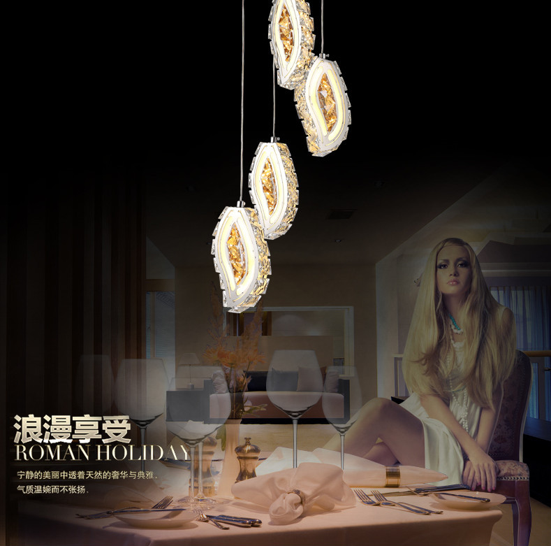 Crystal dining room chandelier modern living room leaf crystal chandelier bedroom lamp creative lighting