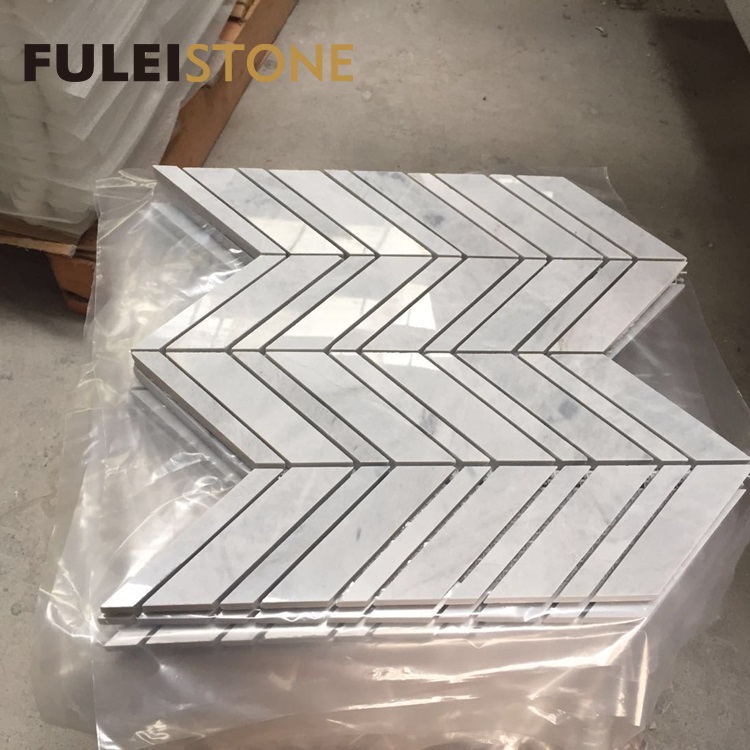 Customized Natural Polished Grey Herringbone Elba Marble Mosaic Tiles