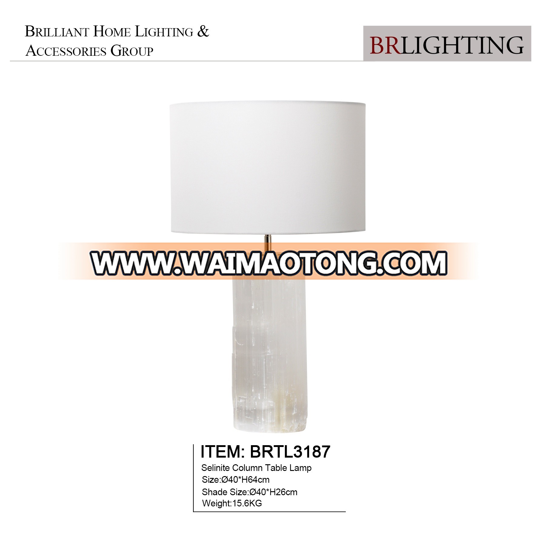 Modern Cylinder Luxury Style White Alabaster Base Table Lamp For Guest Room