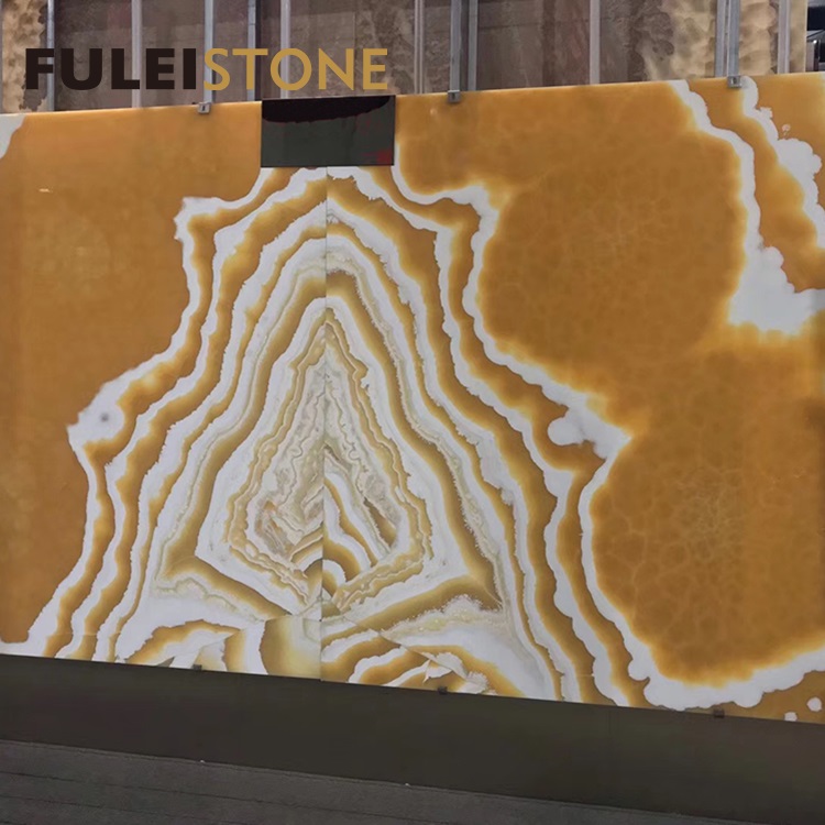 Polished of Orange Onyx used for wall