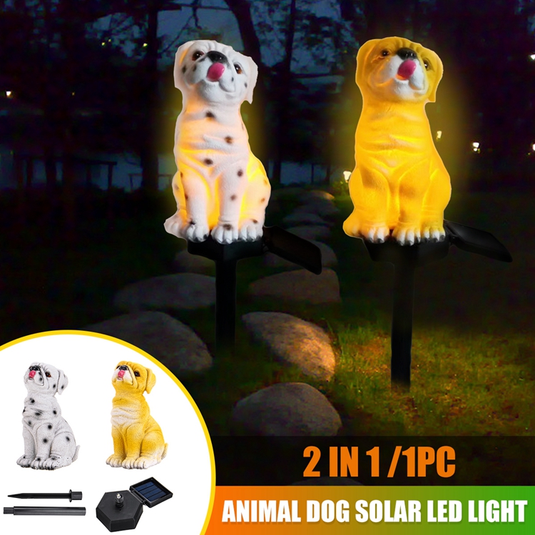 Solar Powered LED Lights Garden Yard Home Dog Lawn Lamp Ornament Animal Dog Outdoor Decor Sculpture Garden Statues