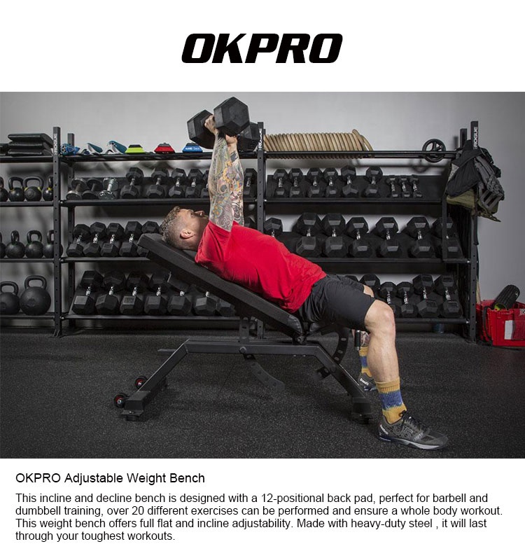 OKPRO Multifunction Commercial Equipment Adjustable Bench