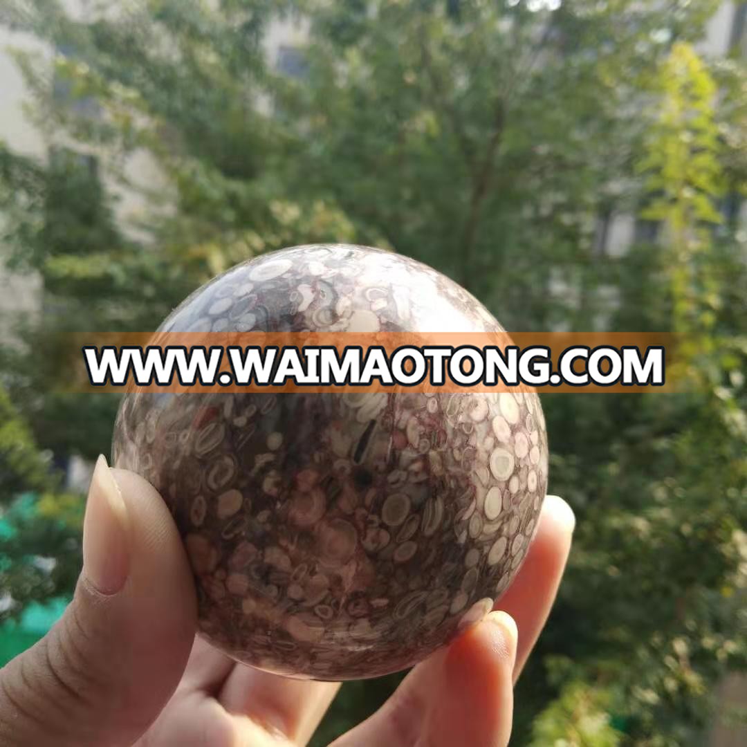 Natural coral stone Ball Polished Coral Jade Crystal Sphere