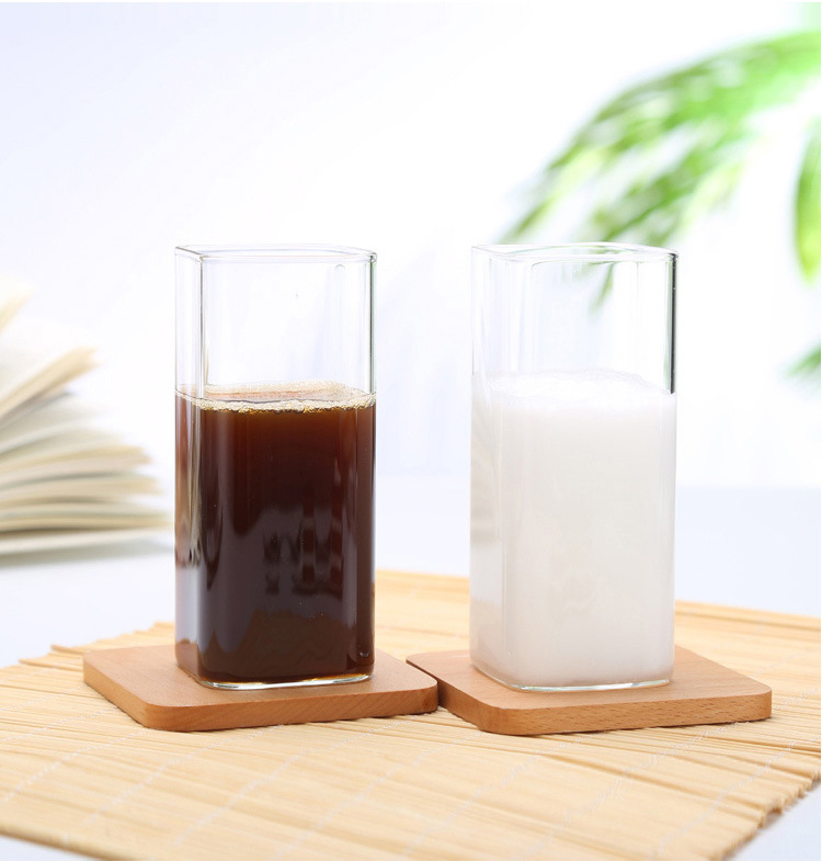 400ml Square Shape Borosilicate Glass Cup Milk Glass Cup