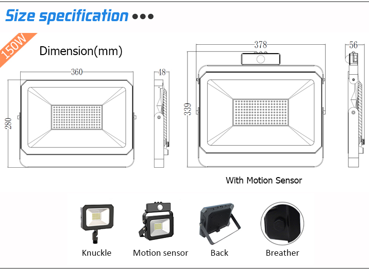 Factory direct IP 65 outdoor 150W led flood light