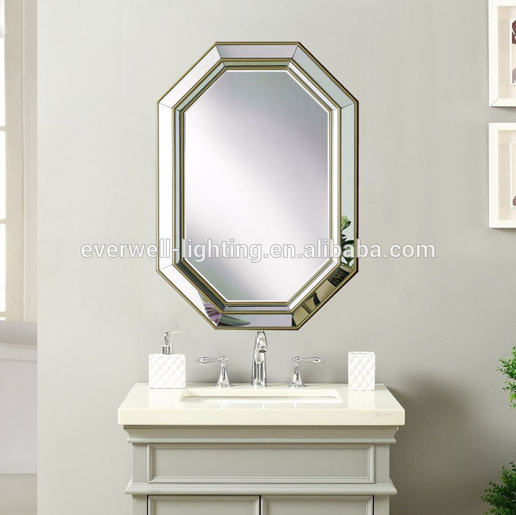 Anti fog polyurethane mothproof mirror for wall decoration factory sale golden framed wall mounted mirror