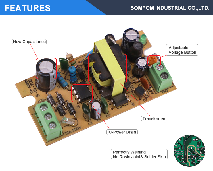 CE ROHS Approved Open Frame 12v 1a DC Switch Power LED Transformer