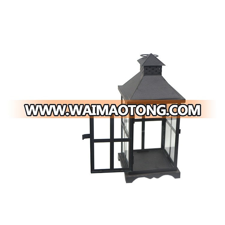 Set Of 2   Decoration Black Modern Glass For Indoor Candle Lantern