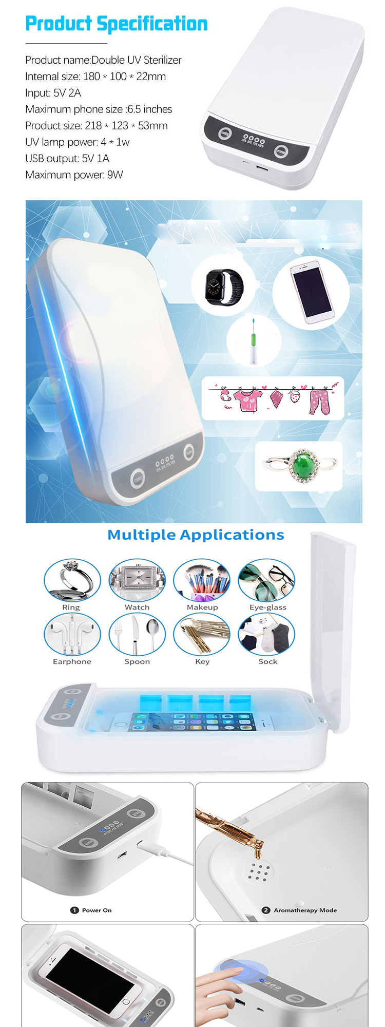 UV Light Sanitizer Box for Baby Pacifier, Cell Phone, Bottle Nipples, Sippy Spout, Toy - Portable Smartphone Sterilizer Cleaner