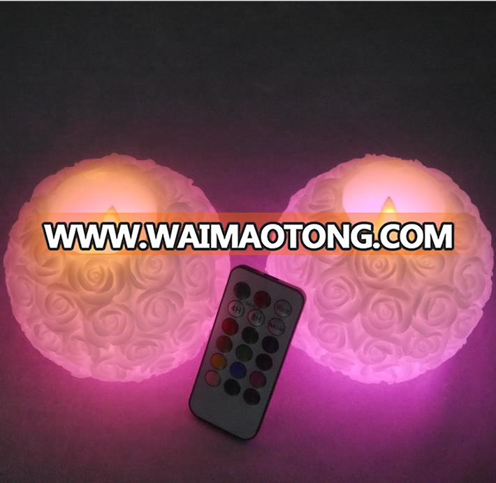 Wholesale Rose Texture Wax Ball led candles with moving flame