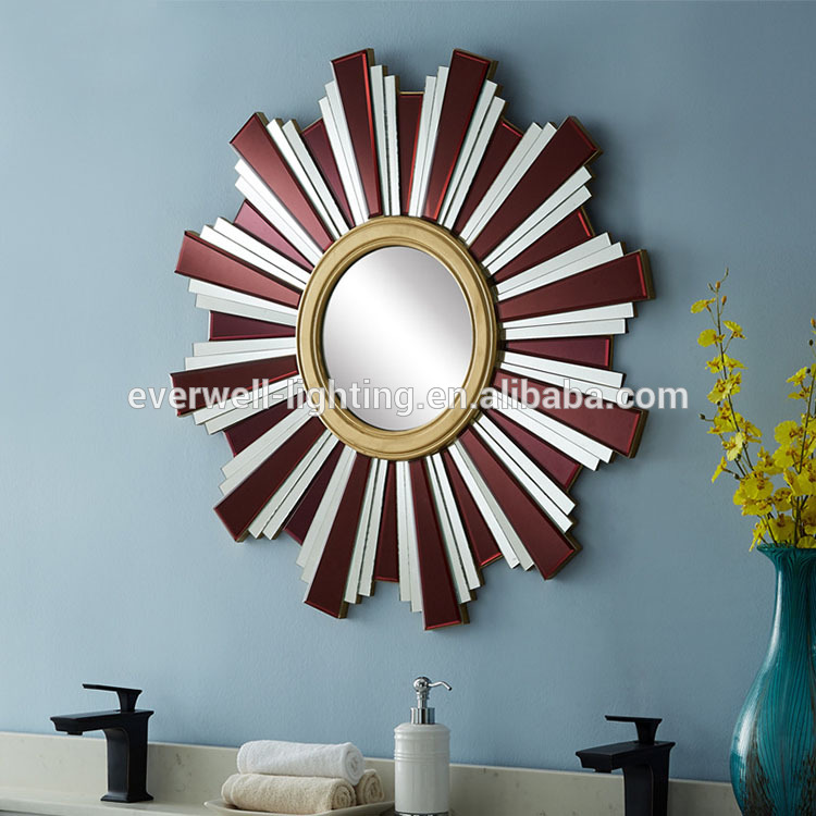 Modern Gold Iron Metal Frame Handmade Design Sunburst Decorative Wall Mirror for Living Room