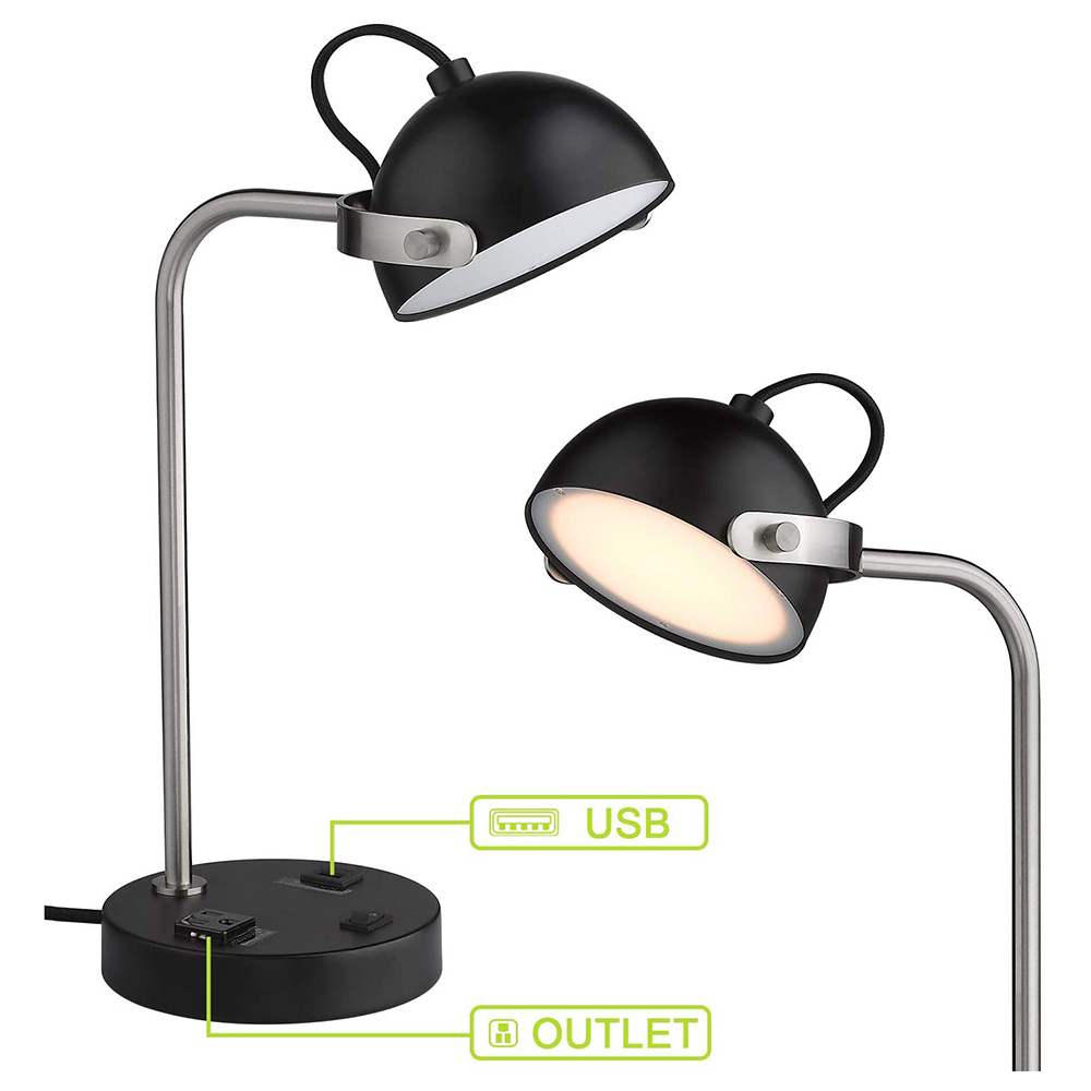 JLT-9473 Modern  Adjustable Head 7W LED Table Desk Lamp with USB hotel style lamps with outlets