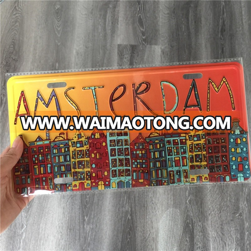 6x12'' Metal Aluminum Custom Logo Amsterdam Car License Plate