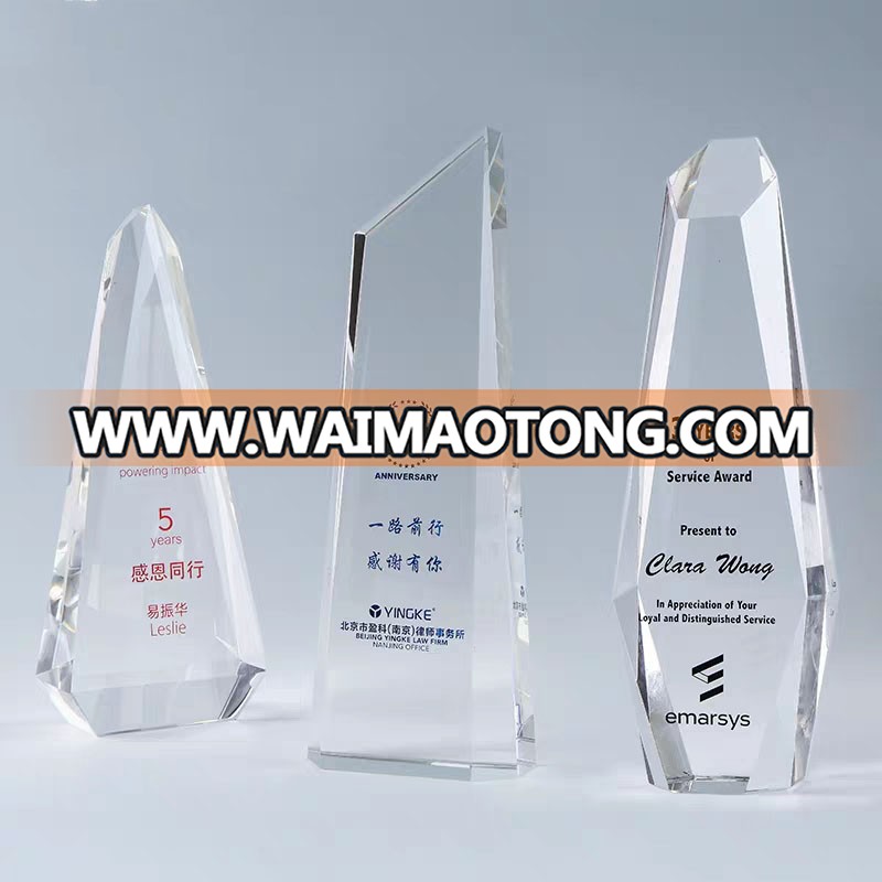 Best company 15 years anniversary trophy souvenir crystal trophy award plaque