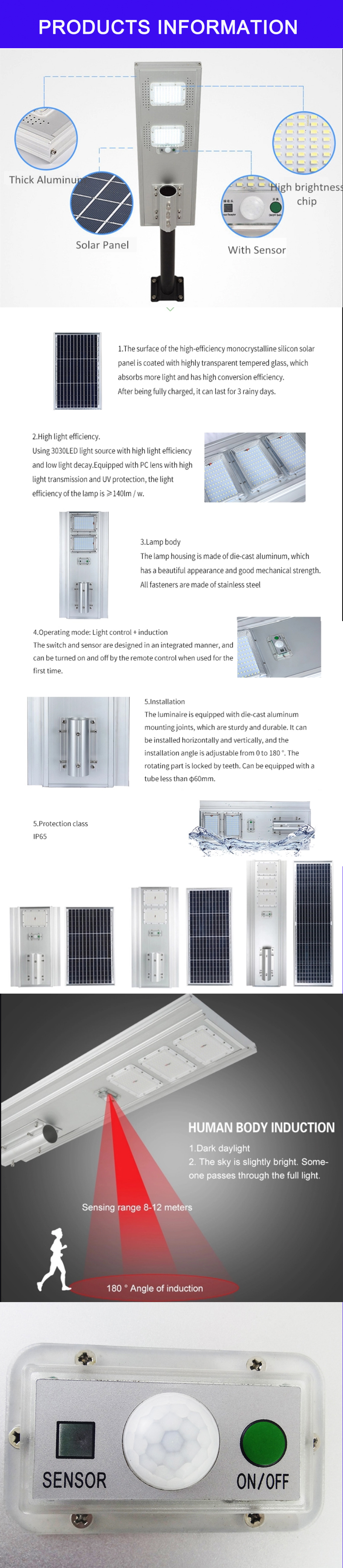 Top quality outdoor new design good price all in one 50w Solar street lights