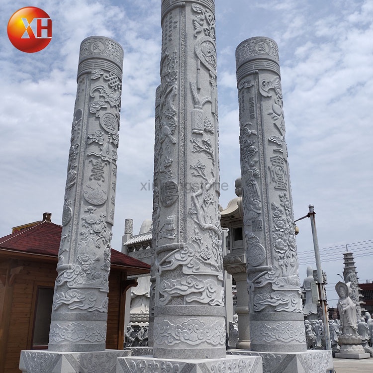 Hand Carved Four Season Culture Column For Outdoor Plaza Landscape Decoration