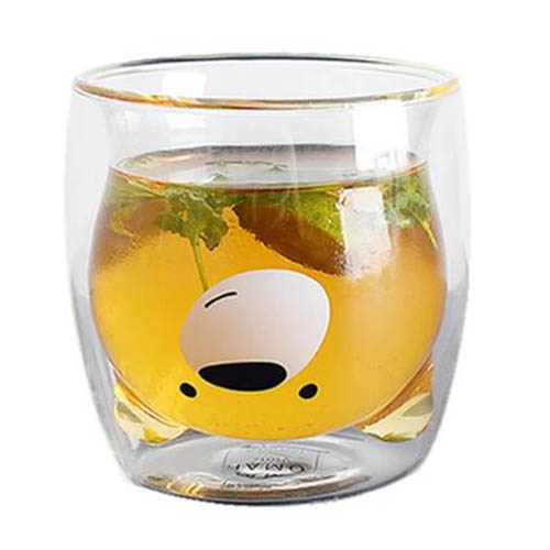 bear glass double wall cup