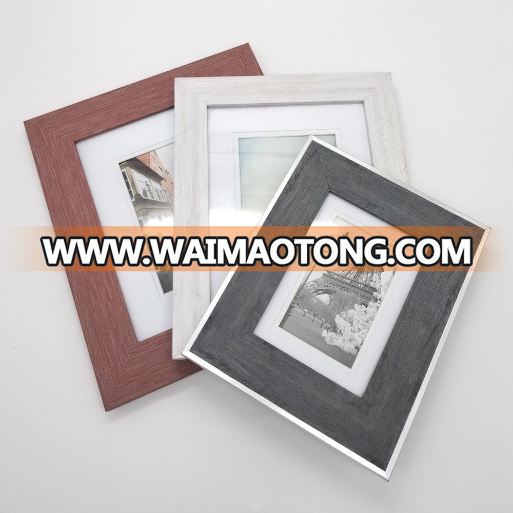 Wholesale Glass Panel Plastic Wood Grain Picture Photo Frame Home Wall Decor