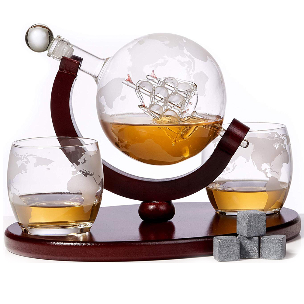 Amazon Best selling 850ML Diamond Decanter Flottweg Decanter For Whiskey Drinks Whisky Decanter Globe Whisky Lover For Sale