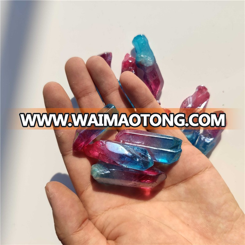 Wholesale Red and Blue Titanium Aura Quartz Point Crystal Point Wand