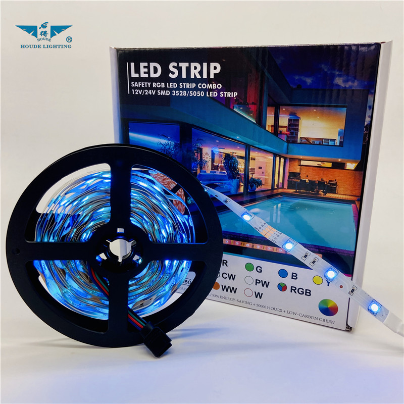 Bluetooth12V SMD 5050 5Meter IP65 150LEDs RGB LED Flexible Strip with 110V 220V Adapter