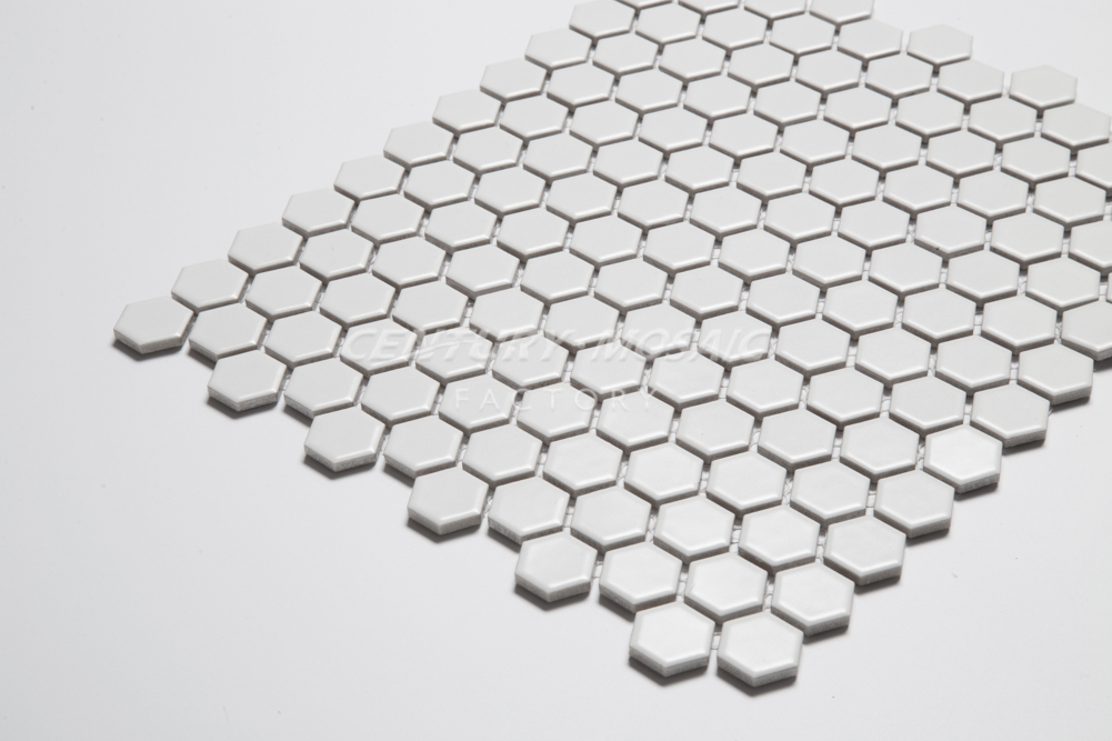 1'' White Hexagon Ceramic Mosaic Tile For Wall