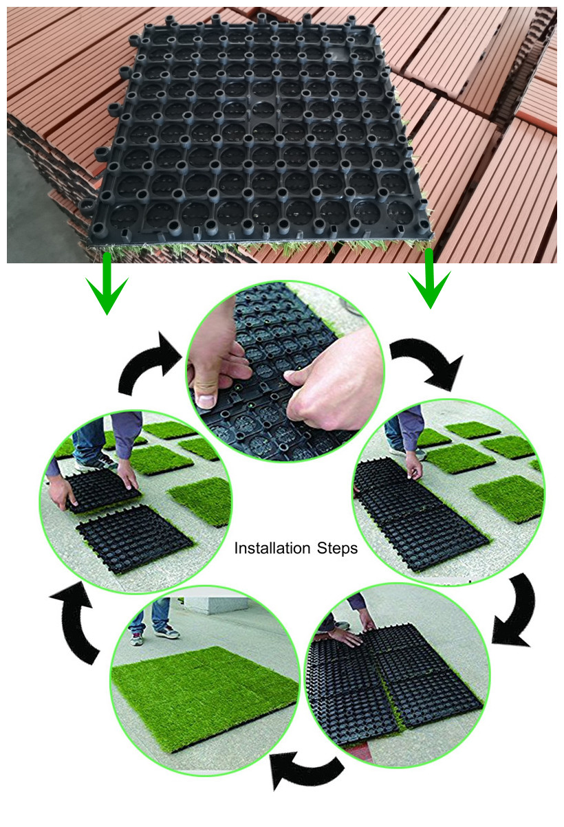 Easy installation Artificial DIY grass tiles for garden and balcony, WPC DIY tiles