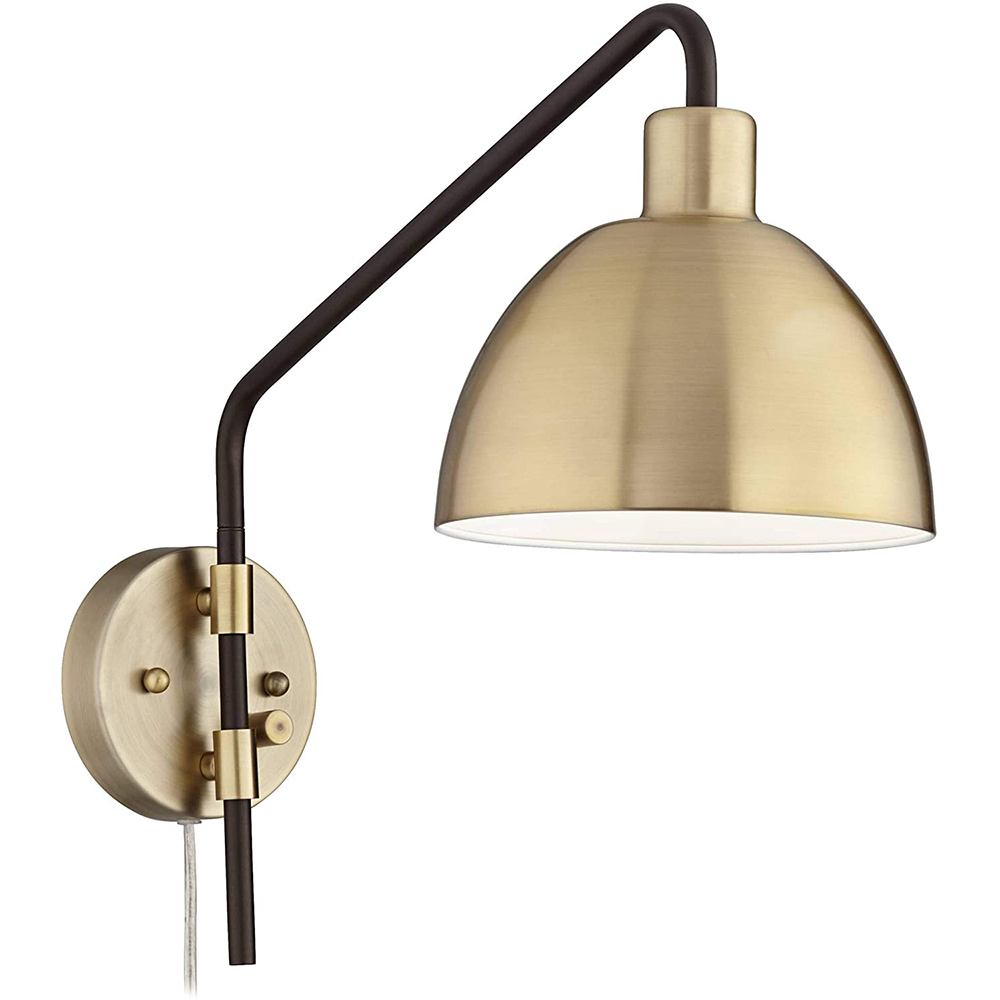 JLW-G023 Industrial Farmhouse Antique Brass Left Right Adjustable Wall Lamp for Bedroom Bedside Living Room Reading