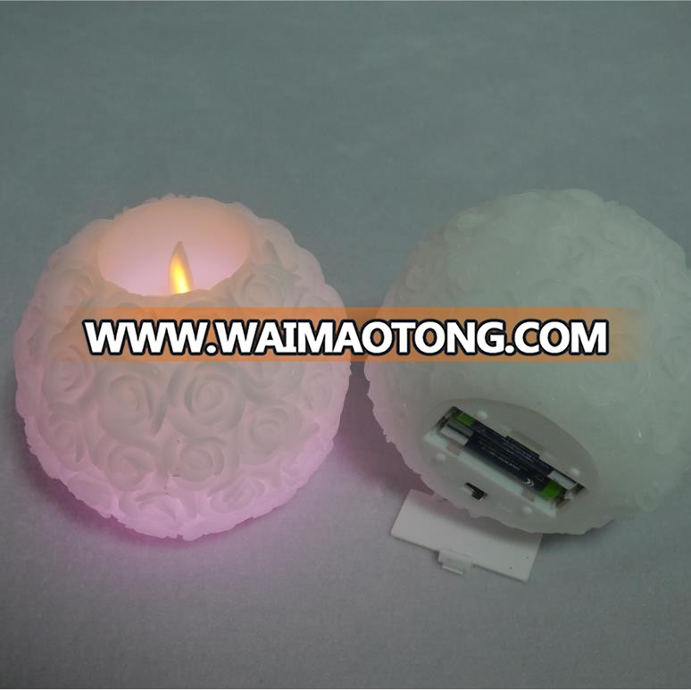 Wholesale Rose Texture Wax Ball led candles with moving flame