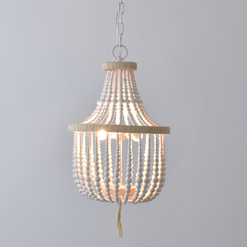 Wholesale vintage style decorative jute pendant lamp and wood beads pendant light D9621-1