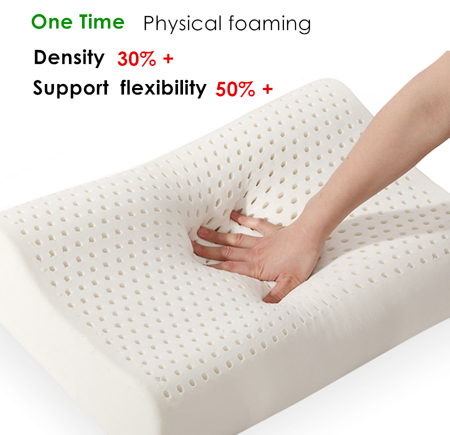 Pure Natural latex Remedial Neck Sleep Pillow Protect Vertebrae Health Care Orthopedic Bedding Cervical Pillow