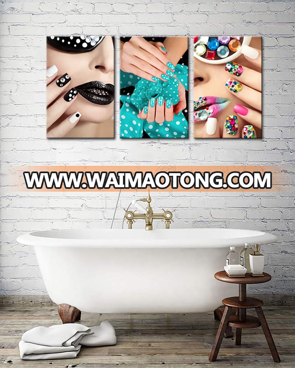 Modern Canvas Painting Fashion Woman Art Print Manicure Picture Set of 3 Beauty Nail Salon Wall Art Home Decor