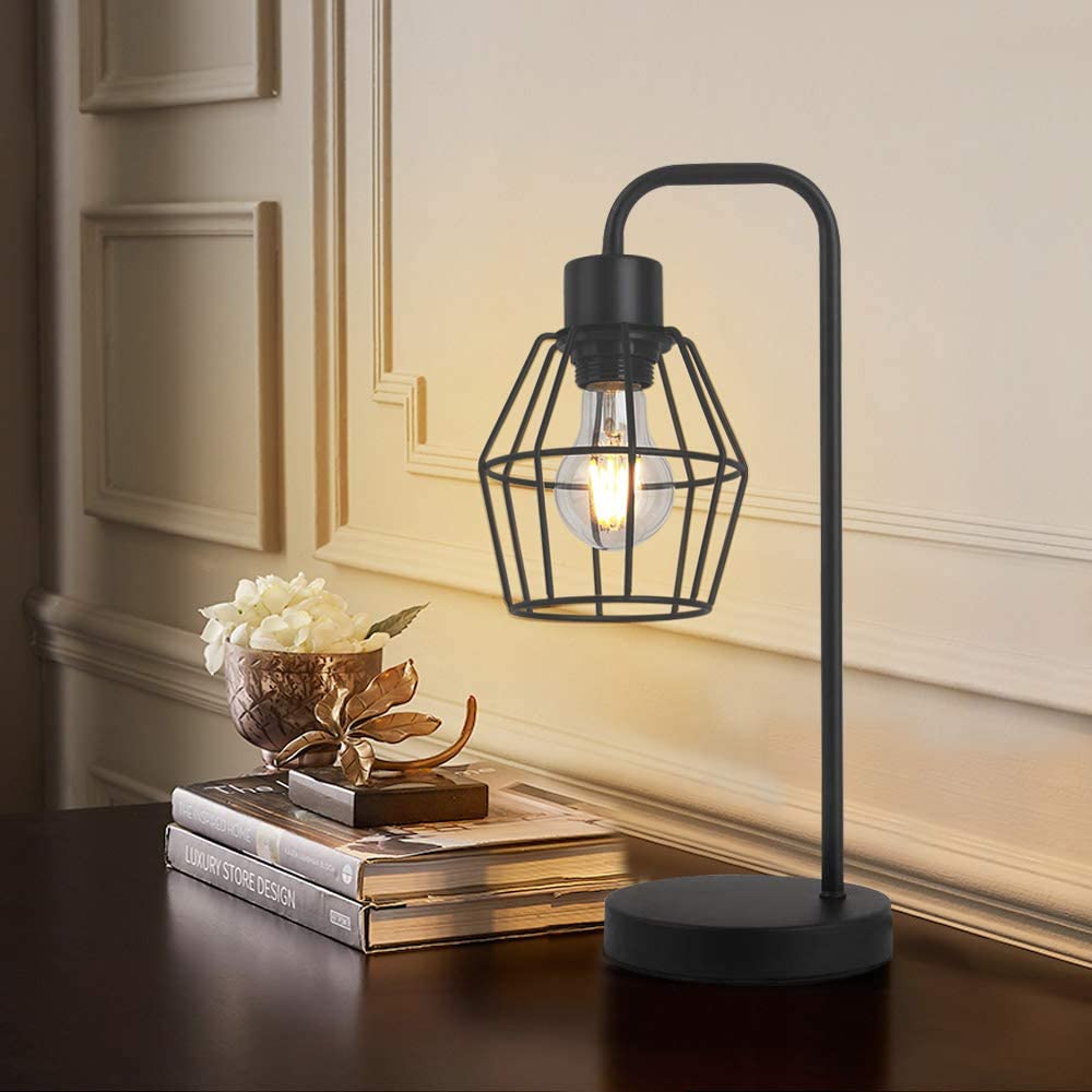 JLT-9522 Industrial Vintage Retro Rustic Metal Cage Table Lamp For Living Room Bedside