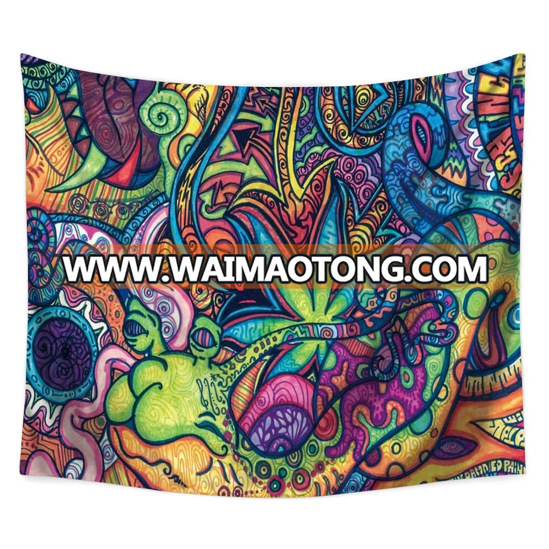 Custom Digital Print Trippy Hippie Tapestry Psychedelic Wall Tapestry