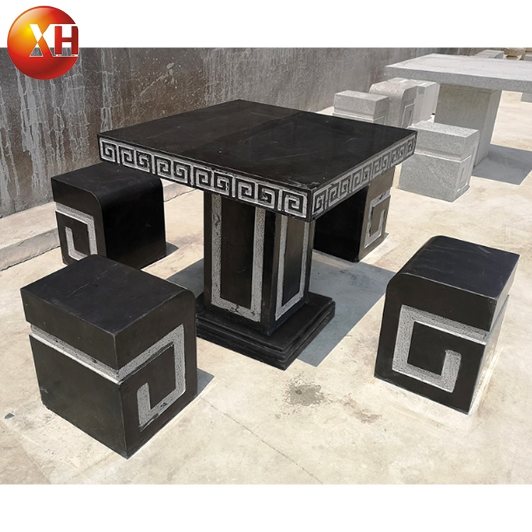 Cheap Price Granite Stone Table With Chairs For Outdoor Courtyard