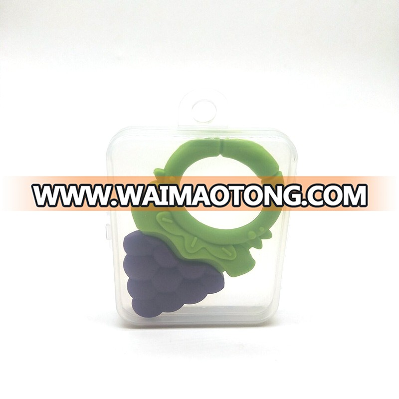 New Design food grade soft silicone baby teething ring toys fruit baby teethers