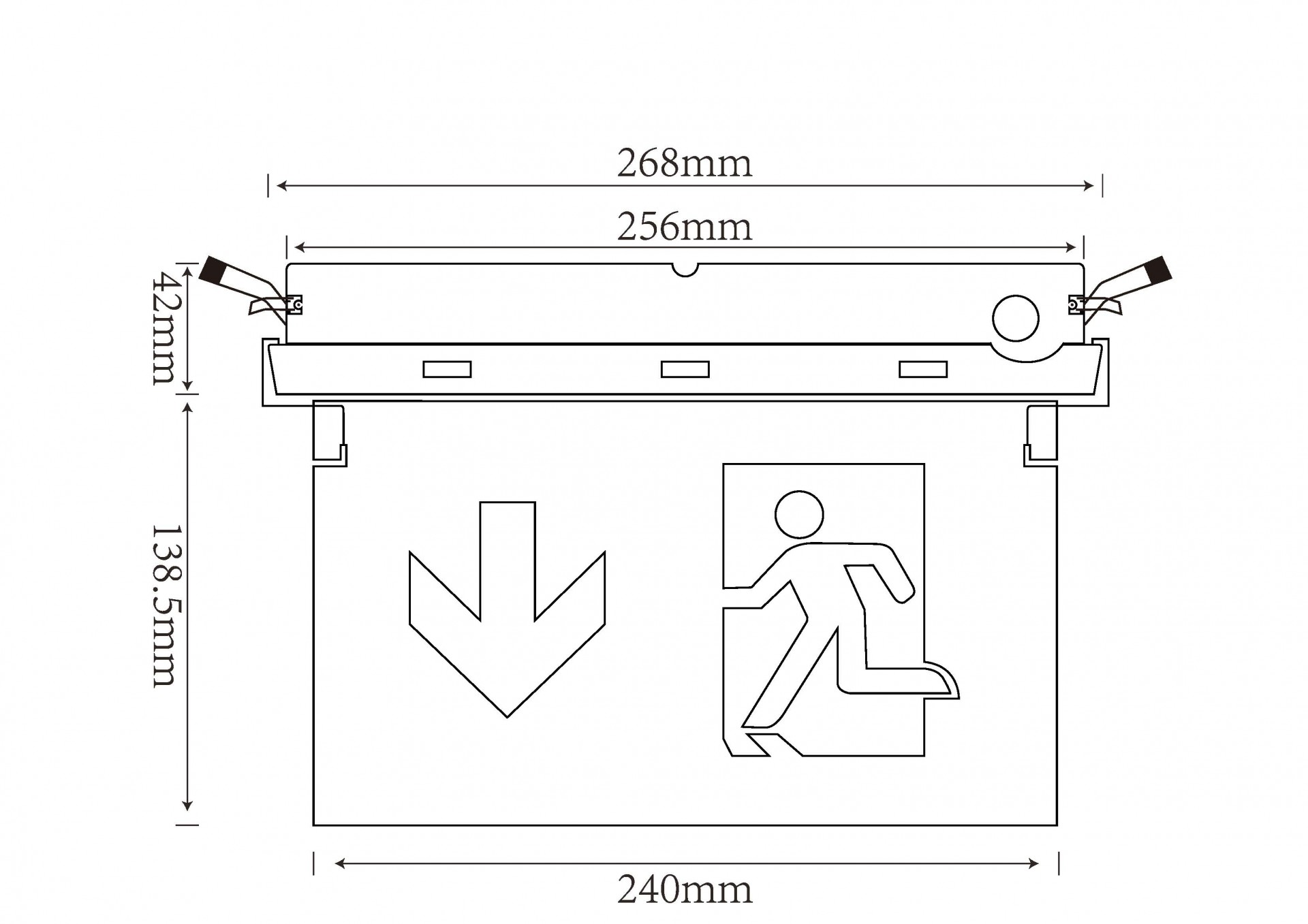 Ceiling Recessed Rechargeable Emergency Exit Sign Light