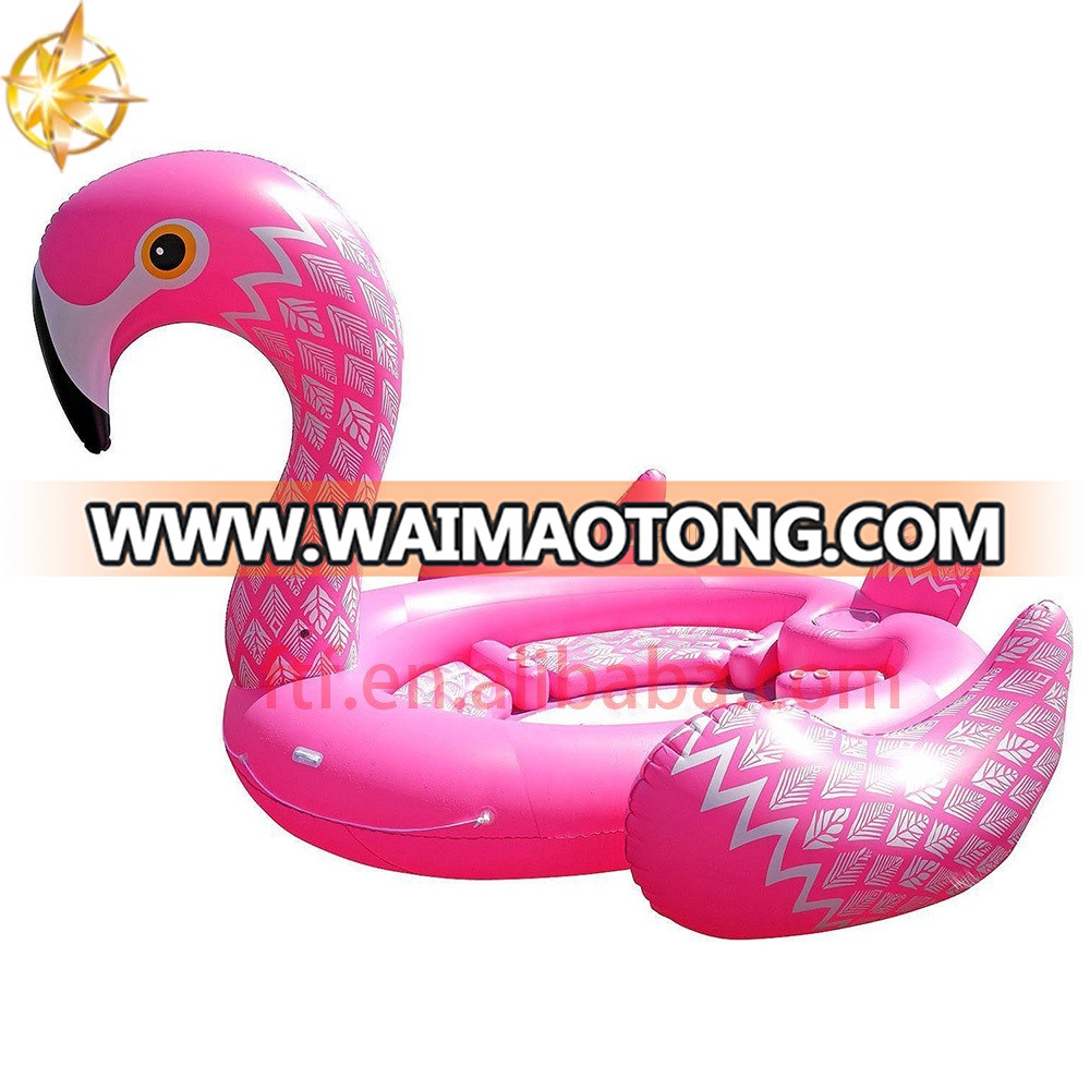 6 people large inflatable flamingo pool floating island water party floating hovercraft swimming ring toy