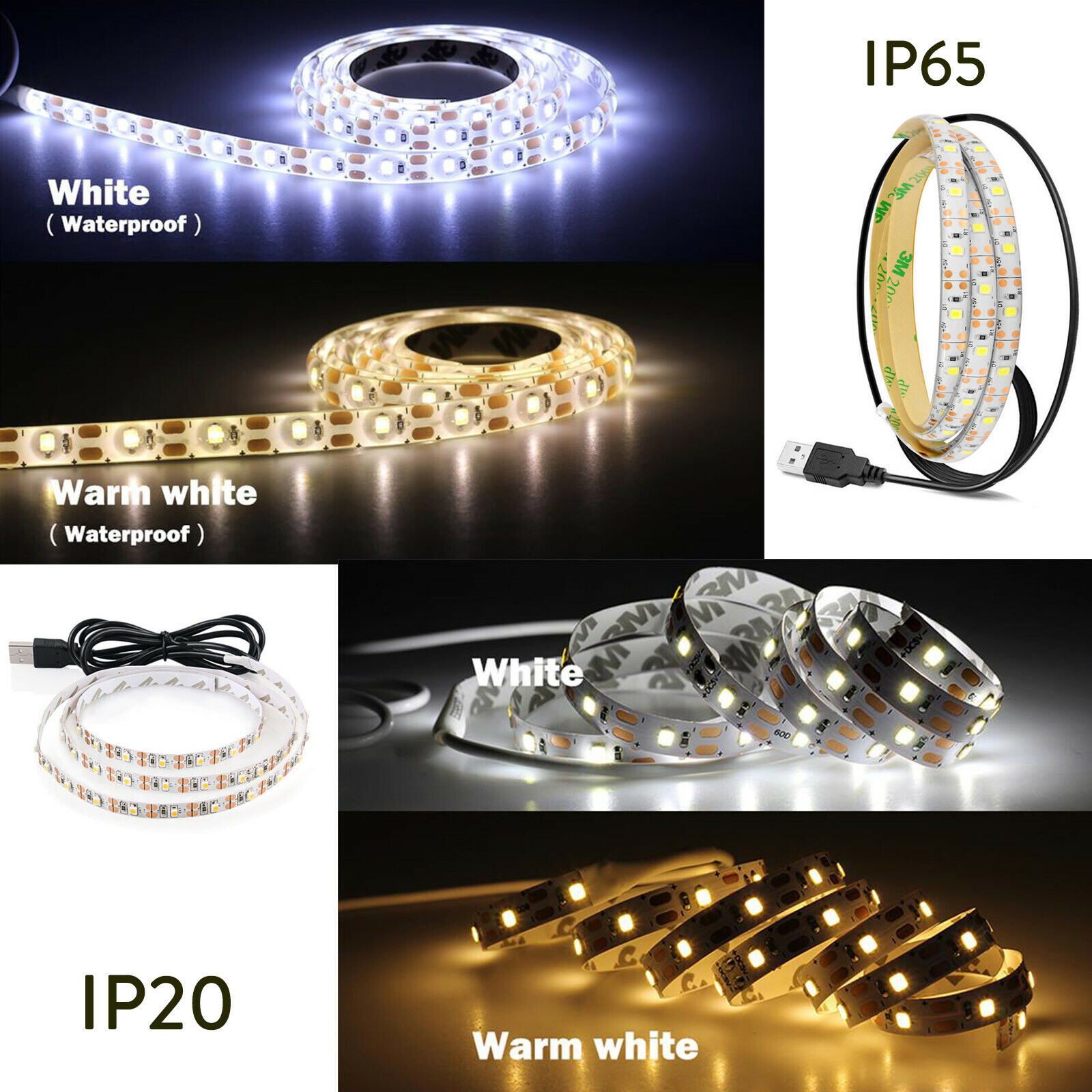 Flexible  USB Powered 5 V RGB LED Strip Light 2835 SMD 1M 2M 3M Waterproof Tape for TV Backlight Lighting With Remote Control