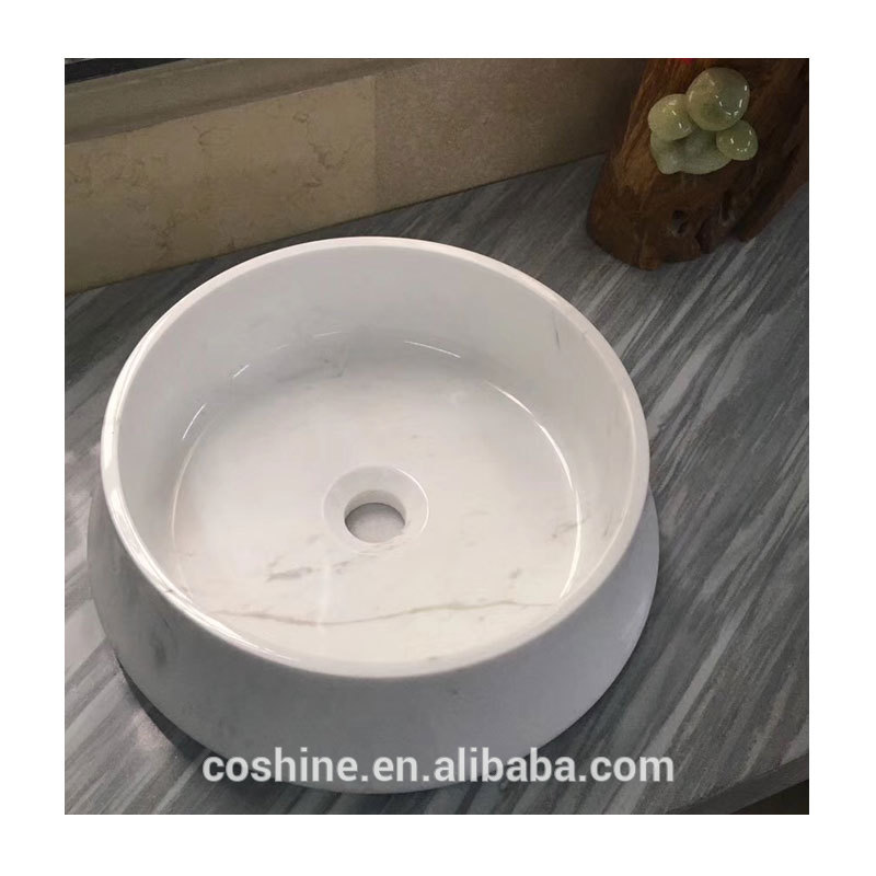 Apartment Chess Round Circular Shape Natural Stone Wash Bowl Basin